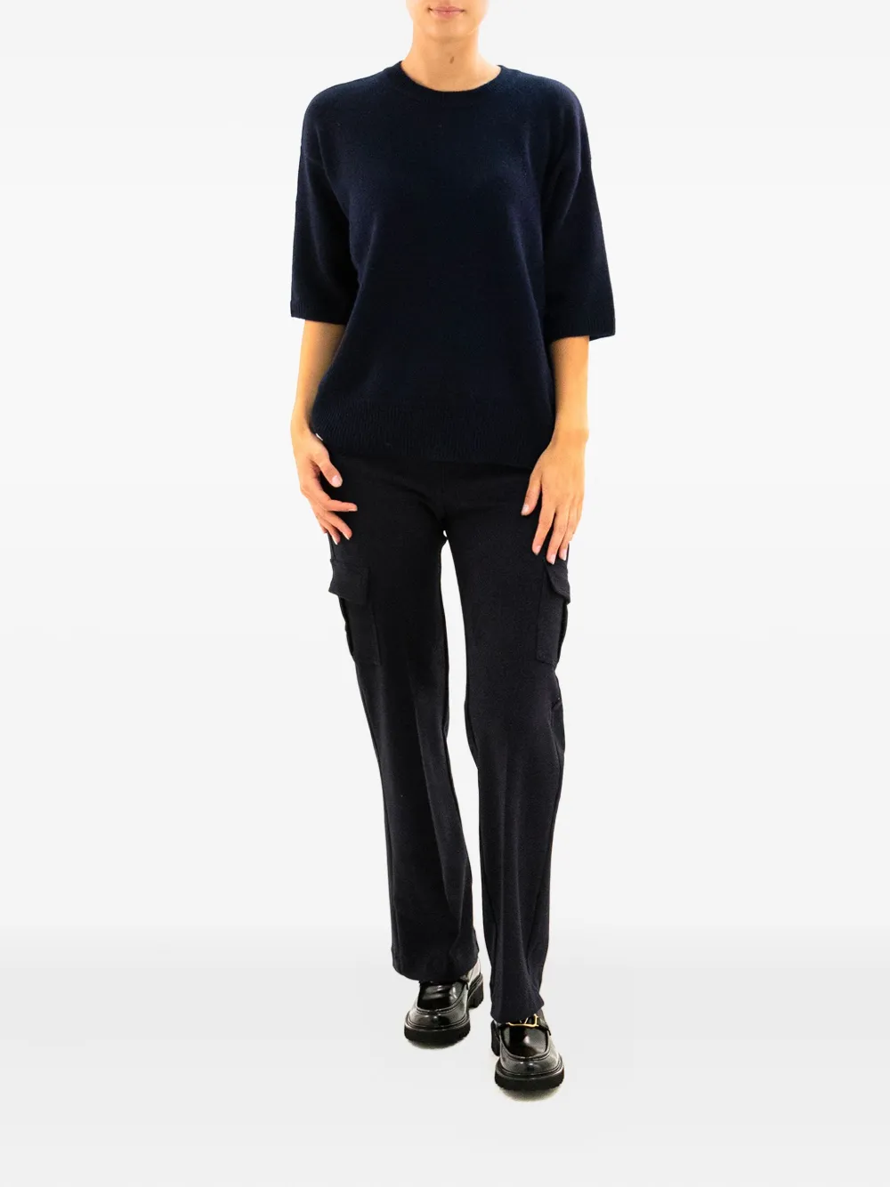 Lisa Yang Short-sleeve Sweater In Blue