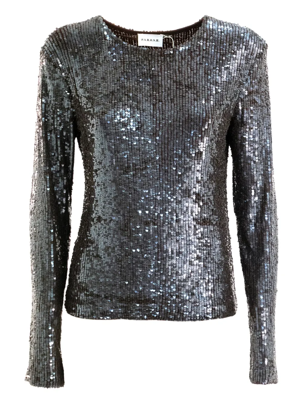 P.a.r.o.s.h Sequin-embellished Long-sleeve Top In Gray