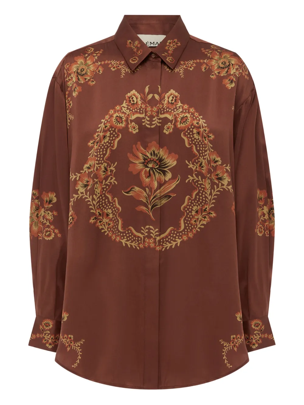 ALEMAIS Seraphina floral-print silk shirt | Brown | Image 1