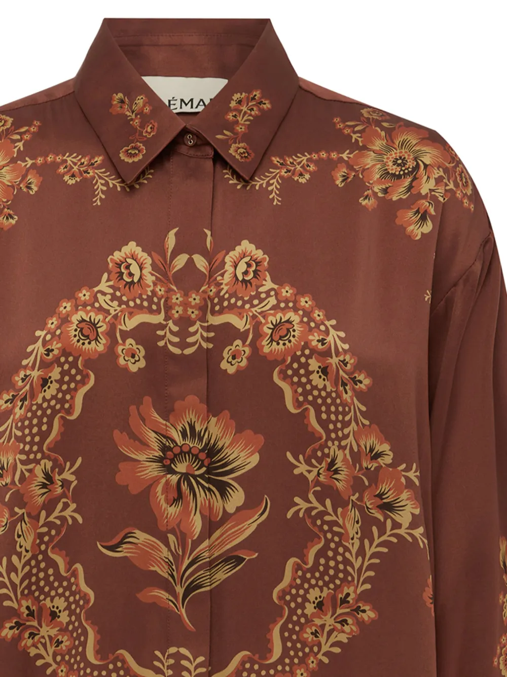 ALEMAIS Seraphina zijden blouse met bloemenprint - Bruin