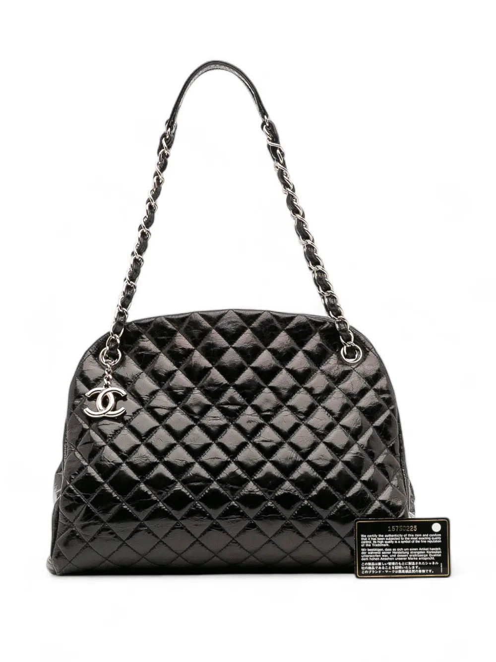 Pre-owned Chanel 2011 Large Aged Calfskin Just Mademoiselle Bowling Bag Tote Bag In Black
