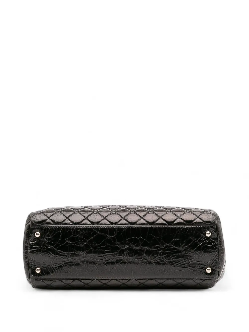 Pre-owned Chanel 2011 Large Aged Calfskin Just Mademoiselle Bowling Bag Tote Bag In Black