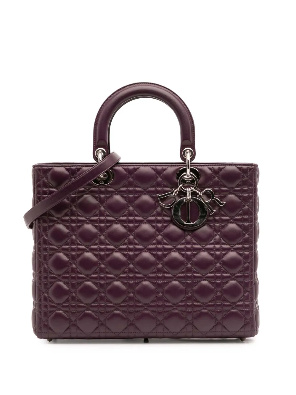 Christian Dior Pre-Owned 2011 Large Lambskin Cannage Lady Dior satchel | Purple | Image 1