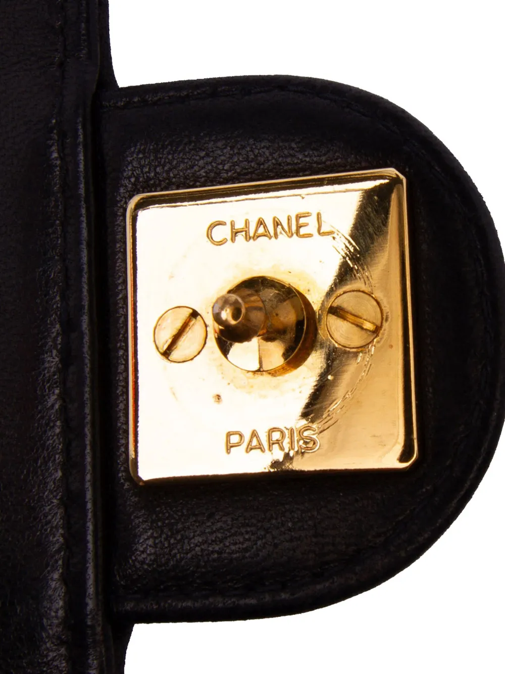 Pre-owned Chanel 1996-1997 Small Cc Quilted Lambskin Half Single Flap Shoulder Bag In Black