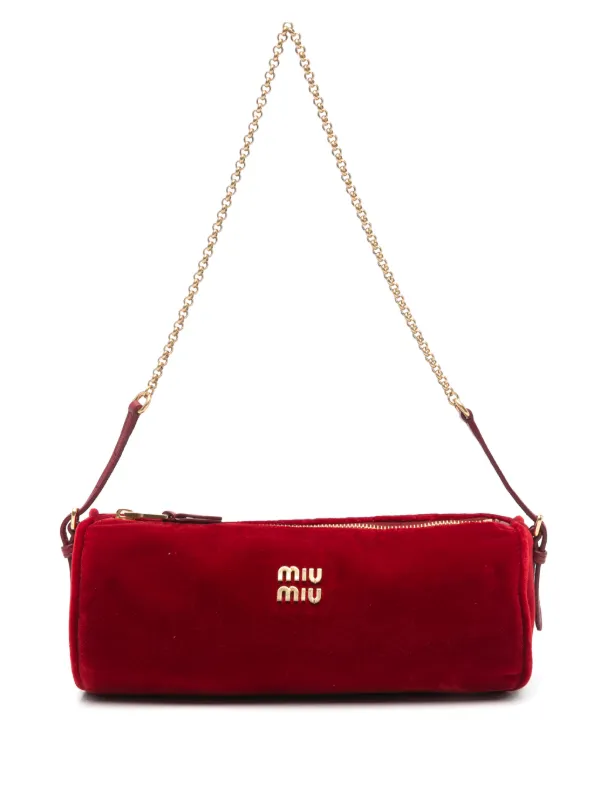 Miu Miu Logo-plaque Shoulder Bag in Red