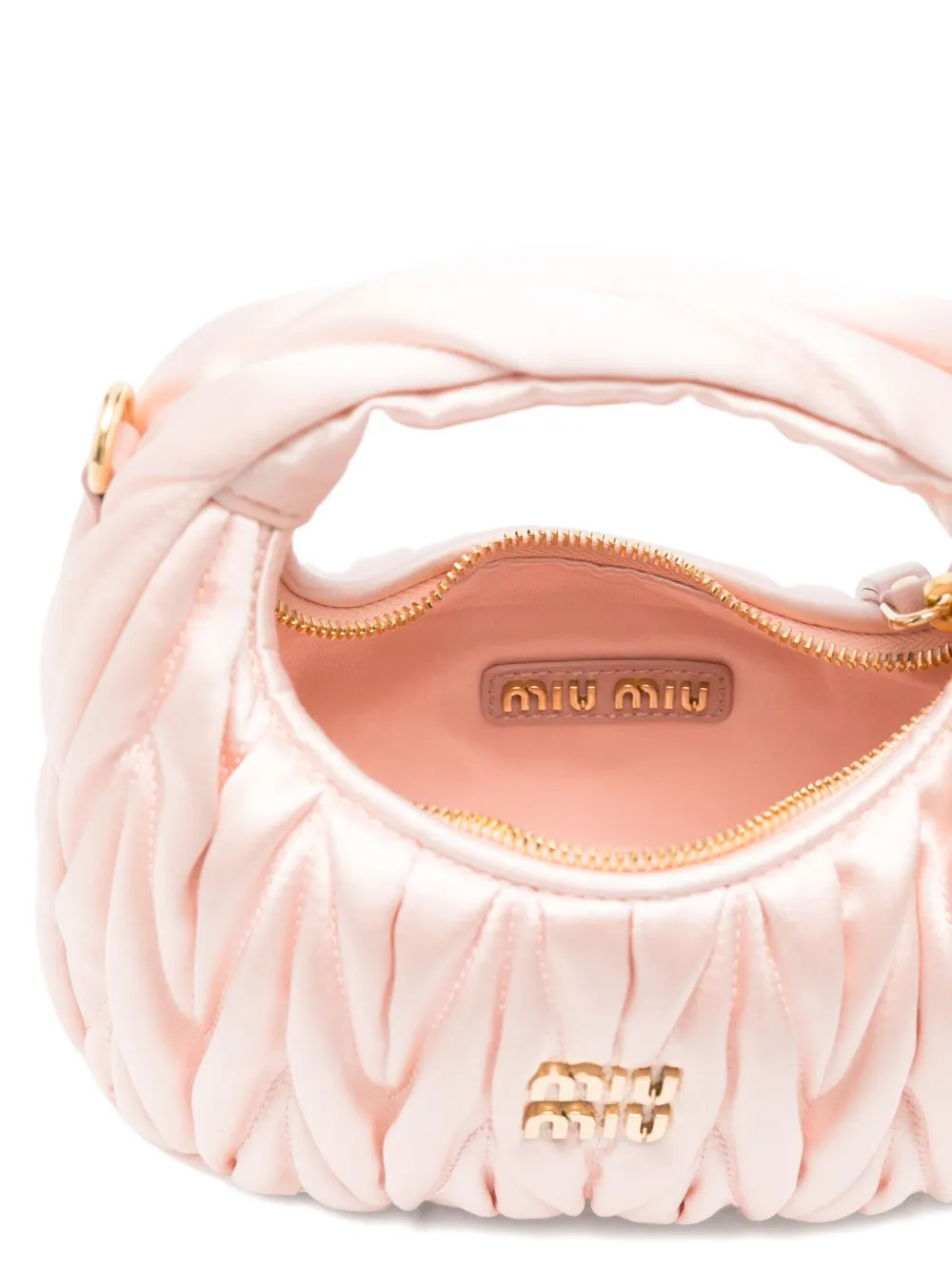 Miu Wander matelassé hobo tas Roze