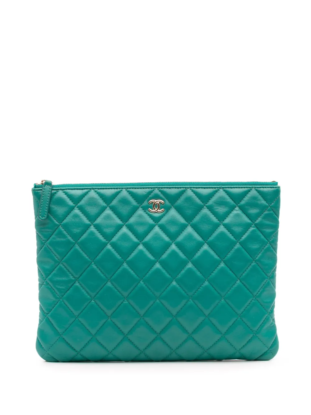 CHANEL Pre-Owned 2017-2018 ミディアム マトラッセ ラムスキン O ケース クラッチバッグ - グリーン