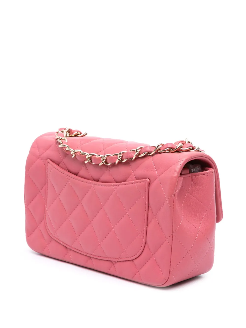 Pre-owned Chanel 2014 Mini Rectangular Lambskin Valentine Heart Charms Single Flap Crossbody Bag In Pink