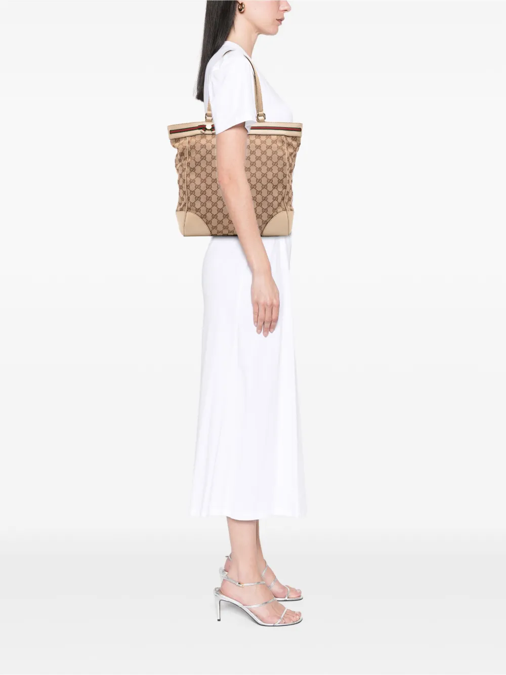 Pre-owned Gucci 2016-2025 Gg Canvas Mayfair Tote Bag In Brown