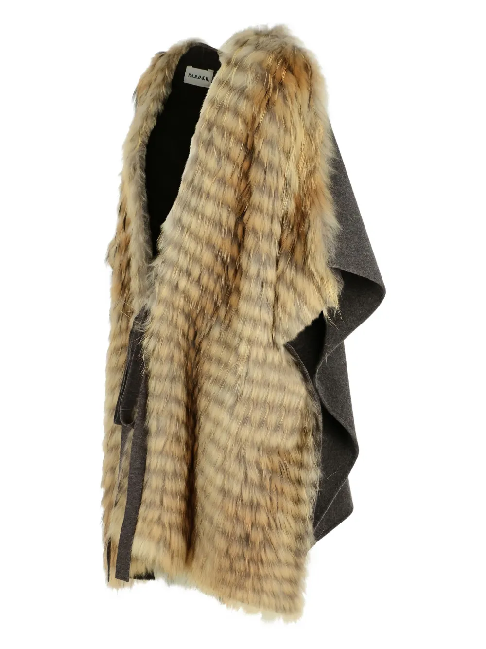 P.A.R.O.S.H. Wollen jas met afwerking van bont Bruin