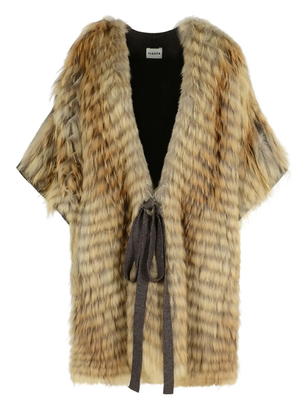 P.A.R.O.S.H. fur-trimmed wool coat | Brown | Image 1