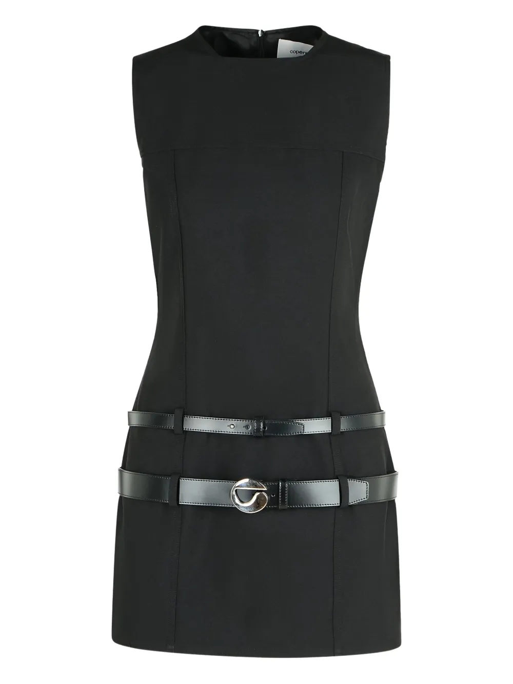 Coperni Black Sleeveless Mini Dress With Two Adjustable Belts On The Front In Tech Fabric Woman In Black
