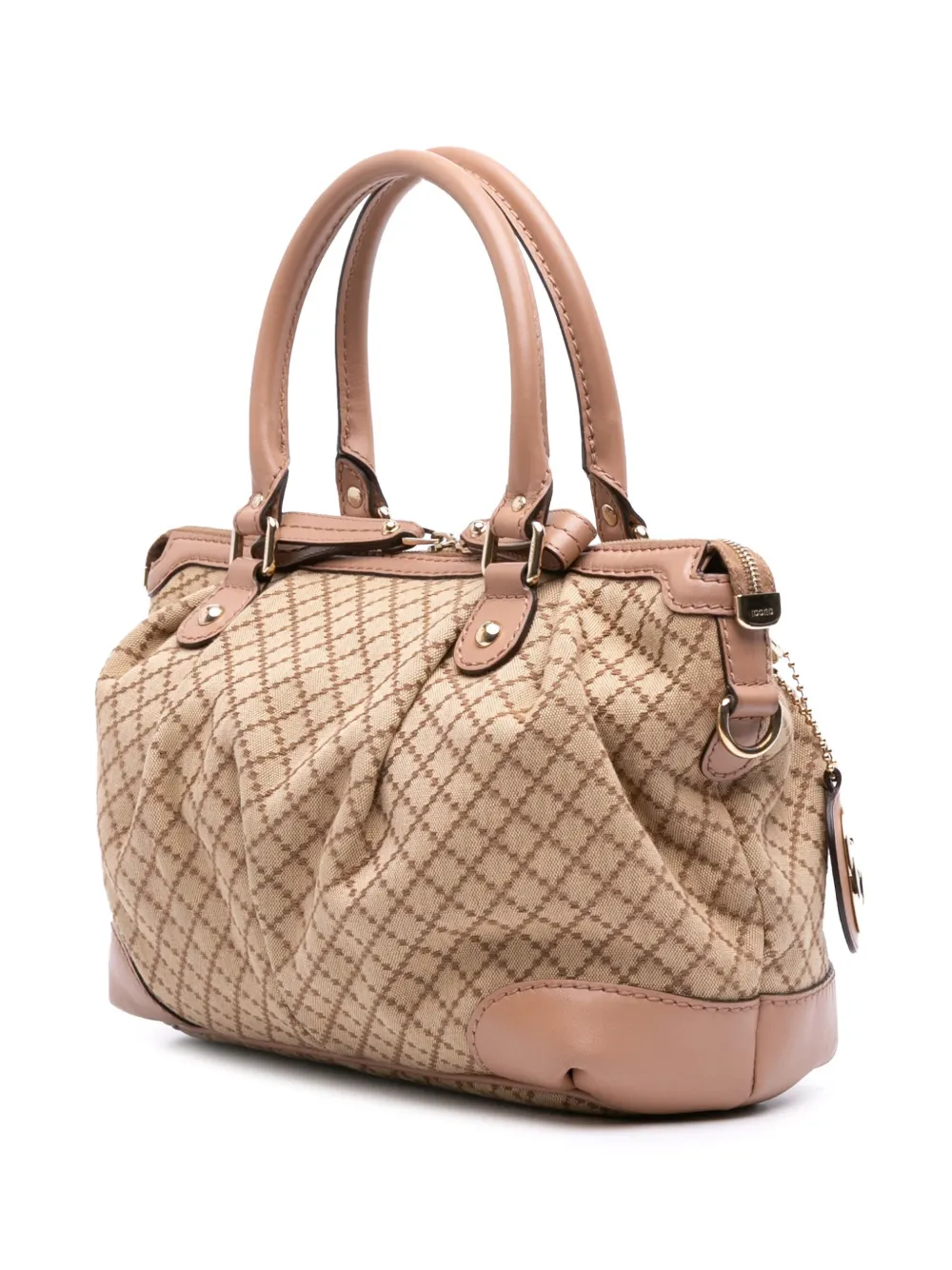 Pre-owned Gucci 2016-2025 Diamante Canvas Sukey Satchel In Brown
