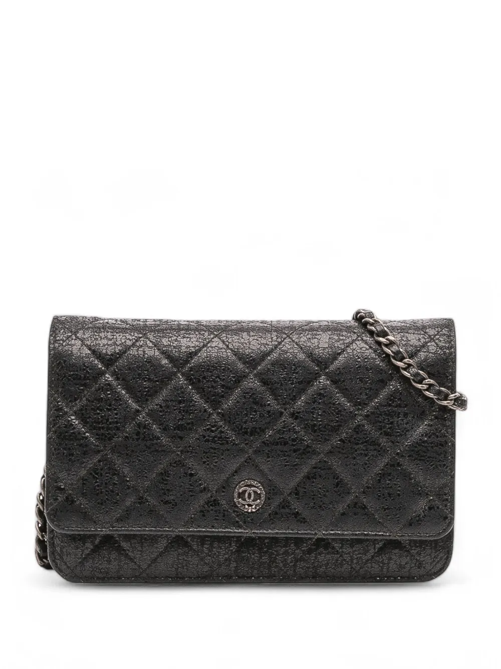 CHANEL Pre-Owned 2013-2014 CC Quilted Crinkled Calfskin Wallet On Chain crossbody bag | Black | Image 1