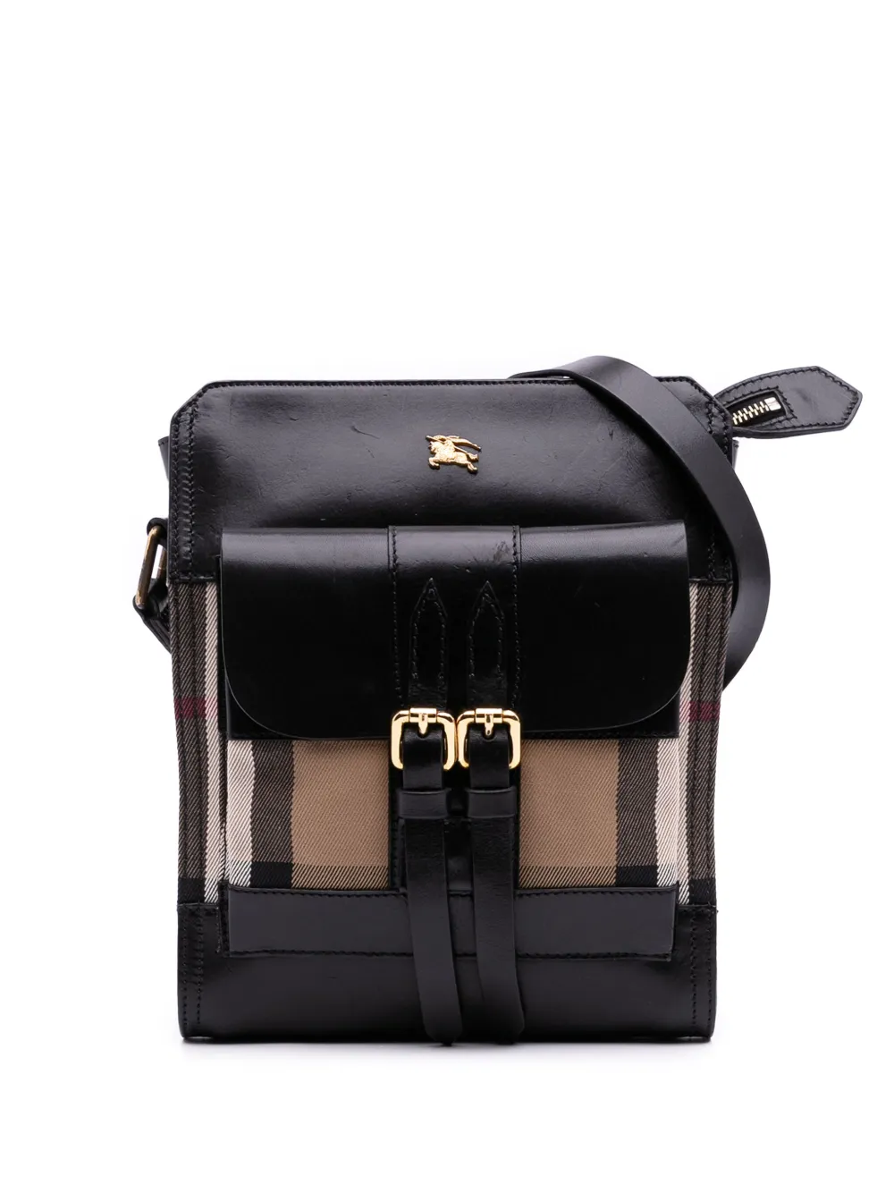 Burberry Pre-Owned 2000-2017 Leather and House Check Canvas crossbody bag | Brown | Image 1