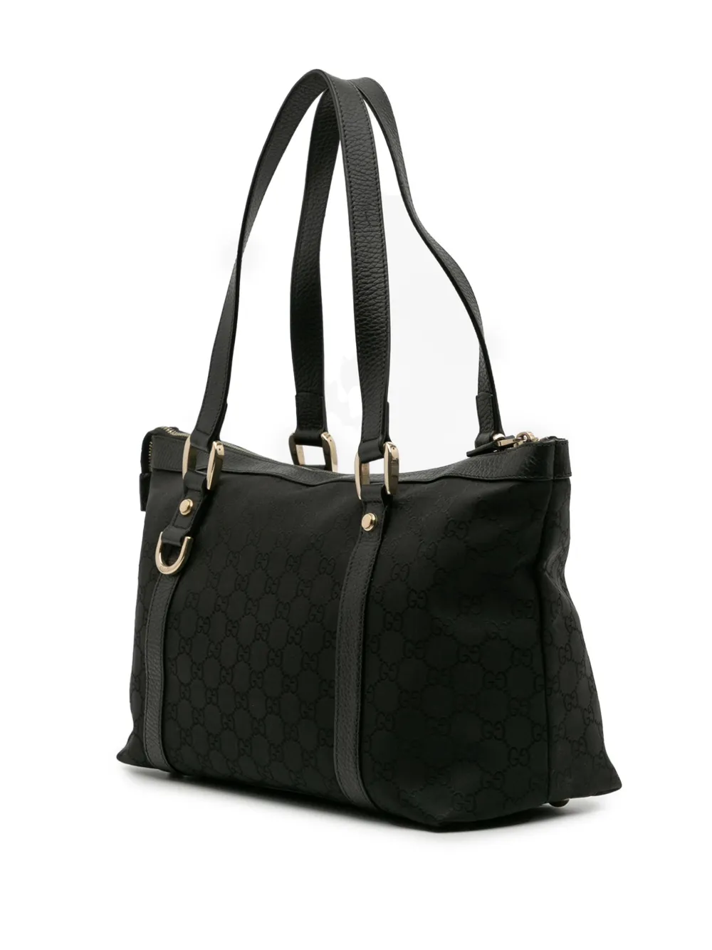Pre-owned Gucci 2016-2025 Gg Canvas Abbey D Ring Tote Bag In Black