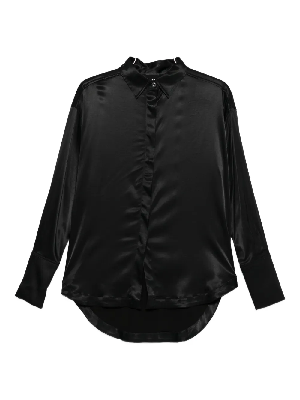 Thom Krom Satin Curved-hem Shirt In Black