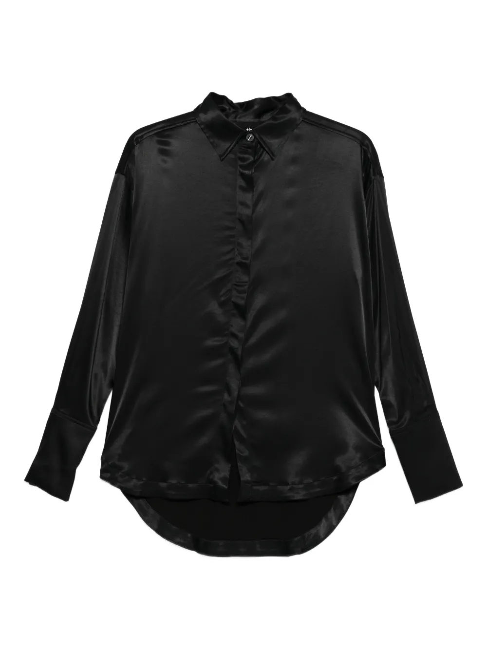Thom Krom satin curved-hem shirt | Black | Image 1
