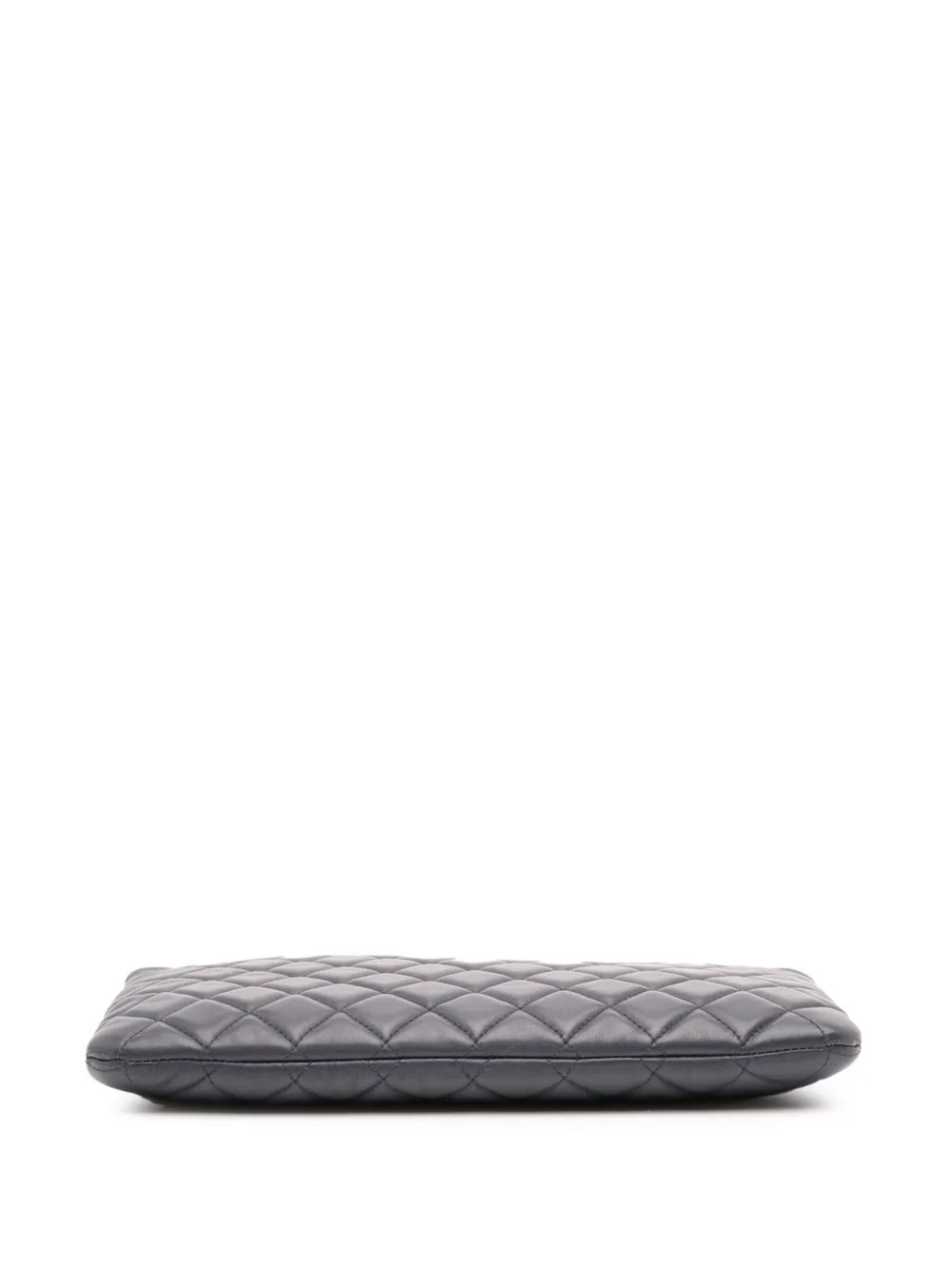 Pre-owned Chanel 2017-2018 Medium Quilted Lambskin Boy O Case Clutch Bag In Blue