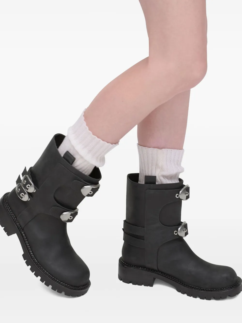 Marc Jacobs The Kiki Leather Moto Ankle Boots In Black