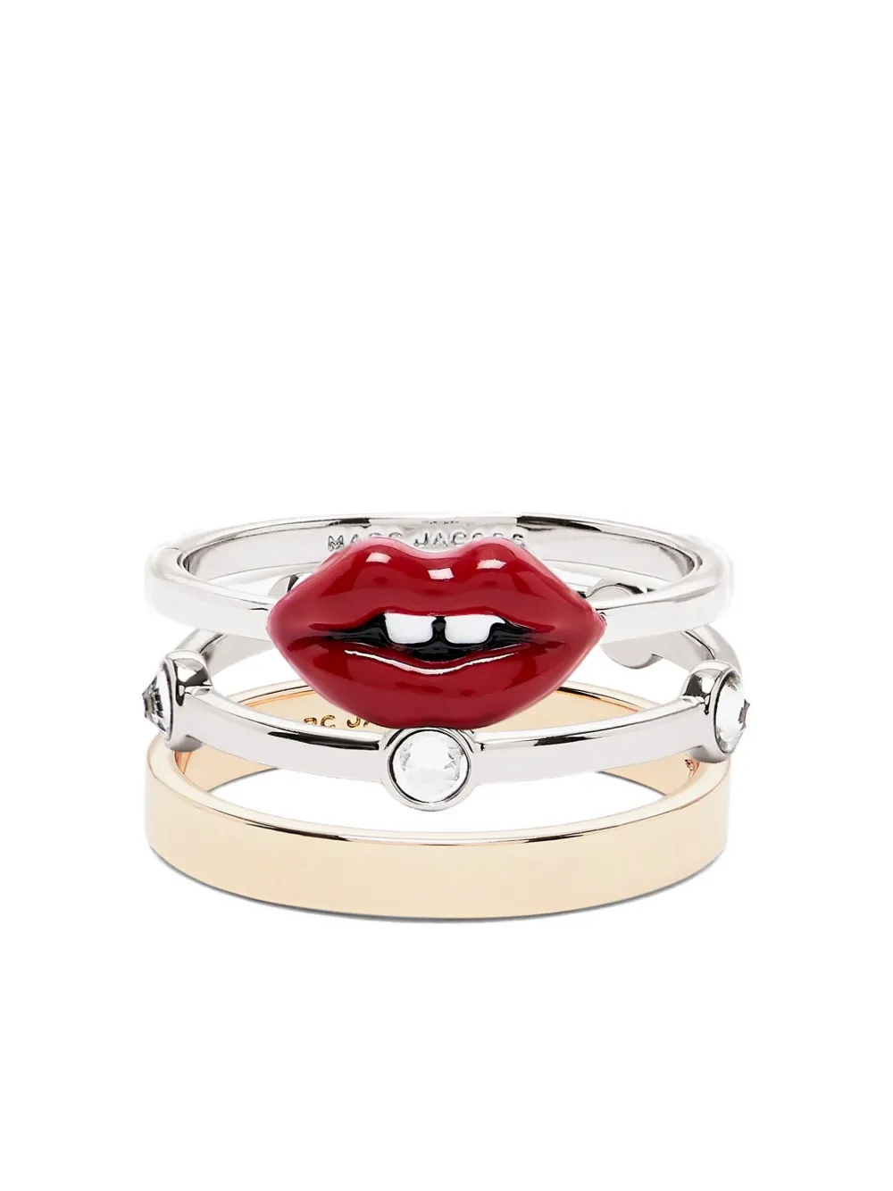 Marc Jacobs Lips Ring (set Of Three) In Silver