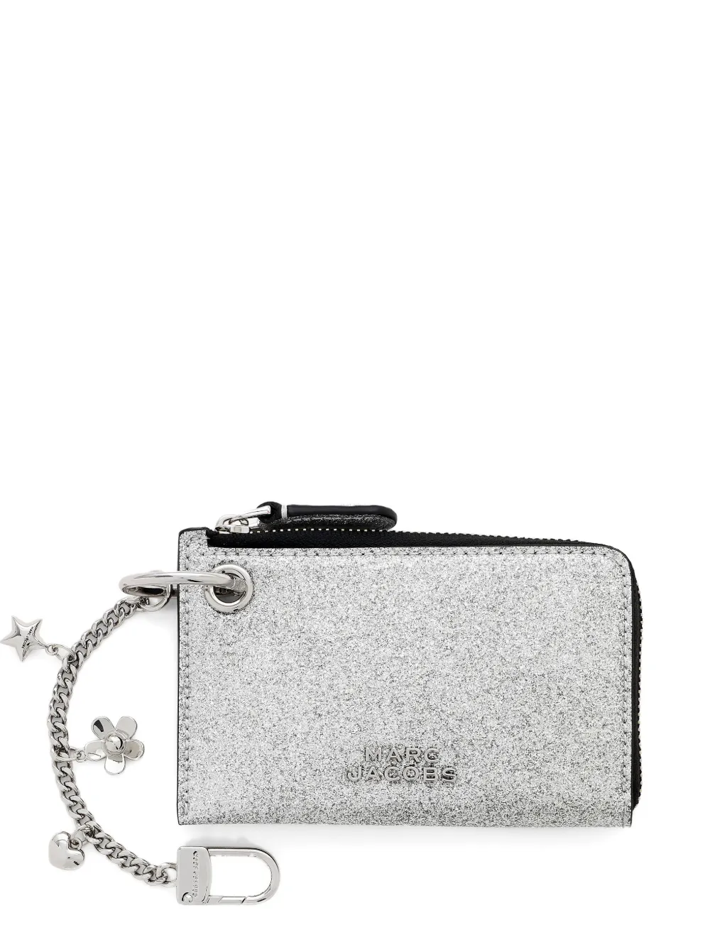 Marc Jacobs The Coated Glitter Leather Wallet In Silver