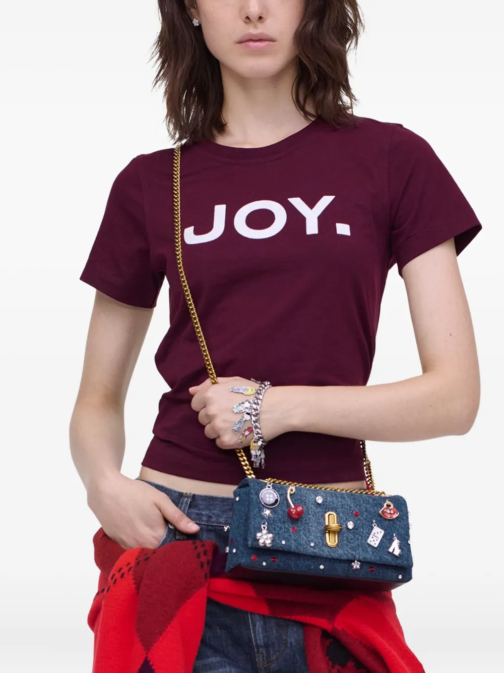 Marc Jacobs Minithe Trinket Charm Denim Dual-chain Crossbody Bag In Blue