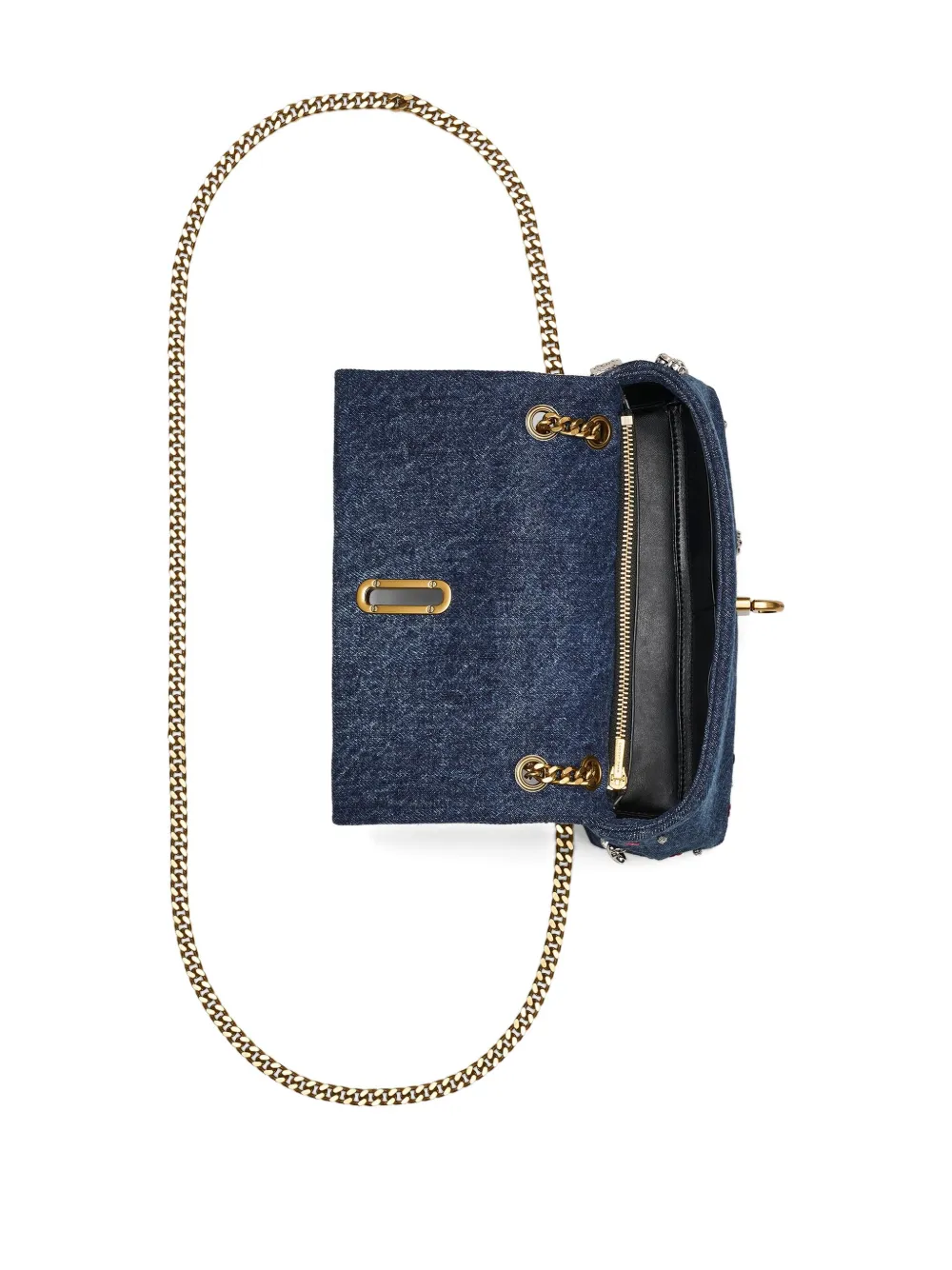Marc Jacobs Minithe Trinket Charm Denim Dual-chain Crossbody Bag In Blue