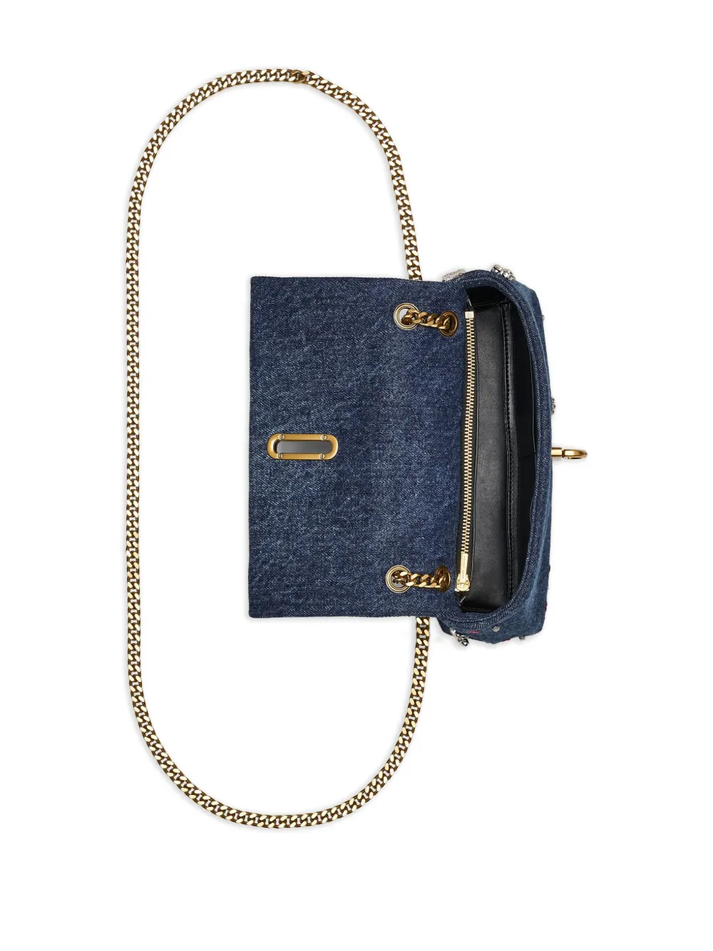 Marc Jacobs Minithe Trinket Charm Denim Dual-chain Crossbody Bag In Blue