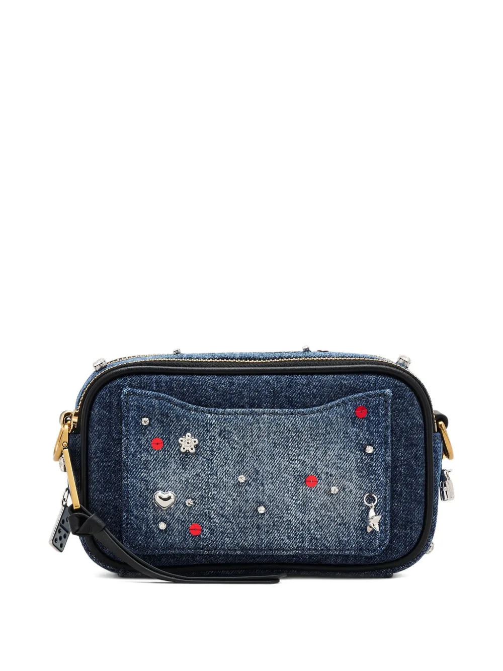 Marc Jacobs Snapshot denim crossbodytas met bedel Blauw