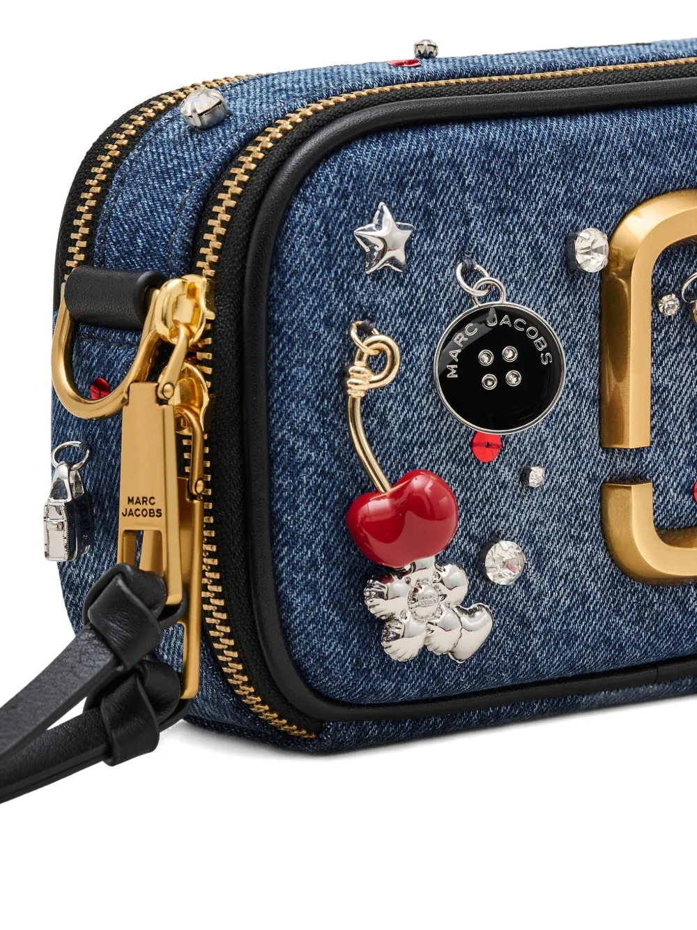 Marc Jacobs Snapshot denim crossbodytas met bedel Blauw