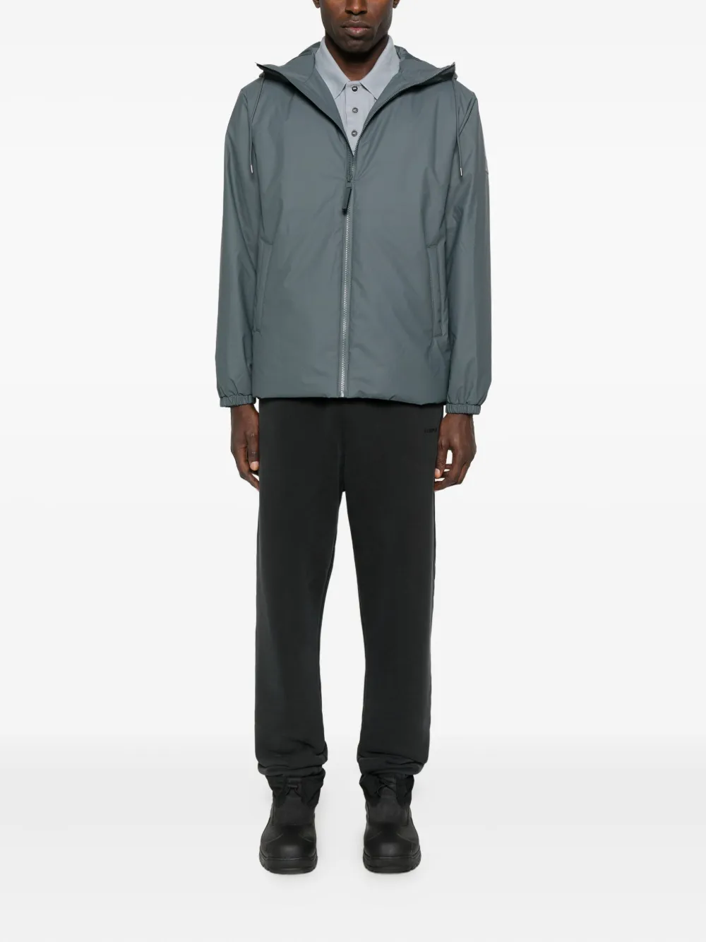 Rains Hooded Zip-front Rain Jacket In Gray