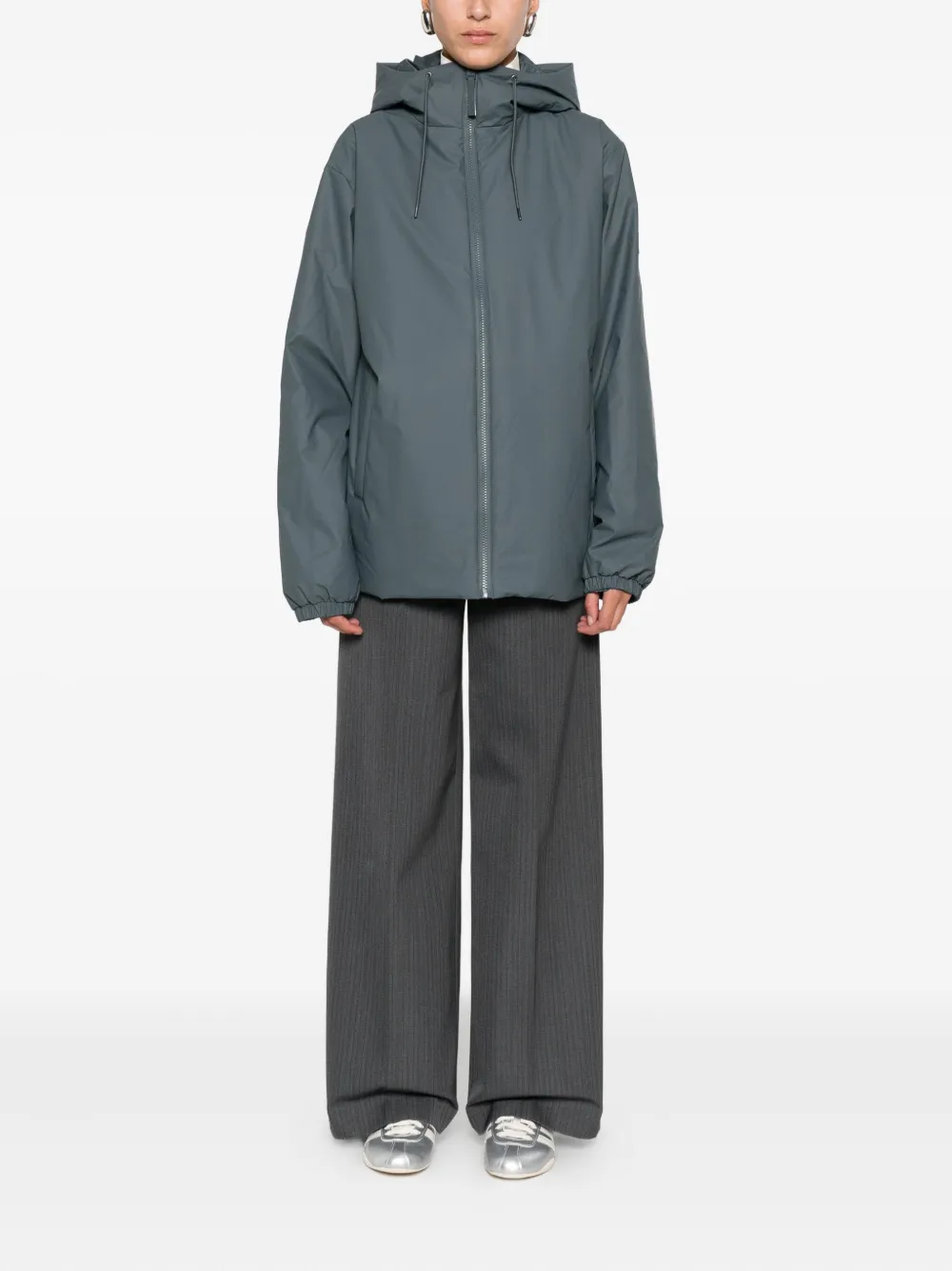 Rains Hooded Zip-front Rain Jacket In Gray