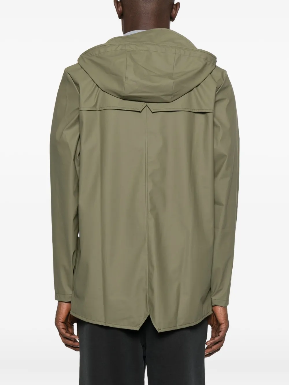 Rains Hooded Button-fastening Jacket In Green