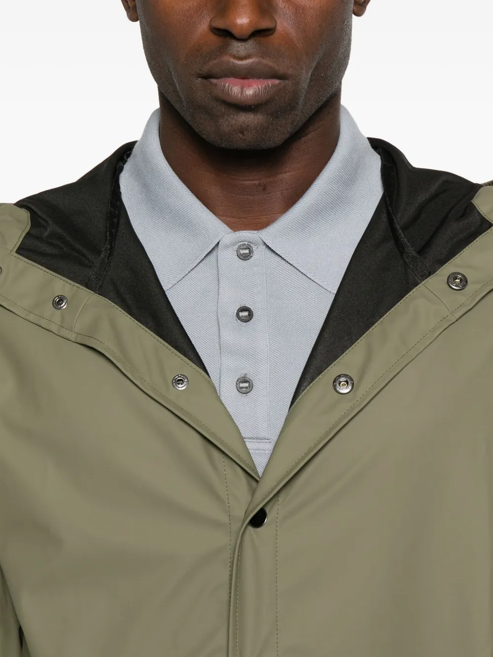 Rains Hooded Button-fastening Jacket In Green