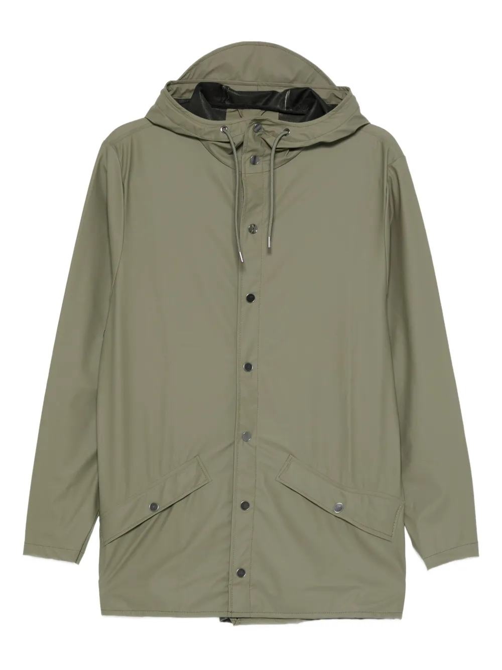 Rains Hooded Button-fastening Jacket In Green