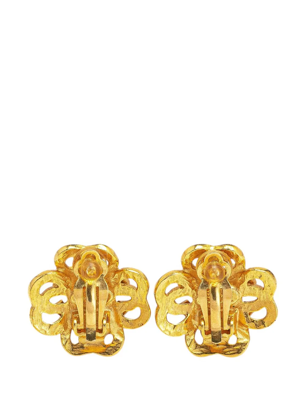 CHANEL Pre-Owned 1997 Gold Plated CC Flower Clip On Earrings costume earrings | Image 2
