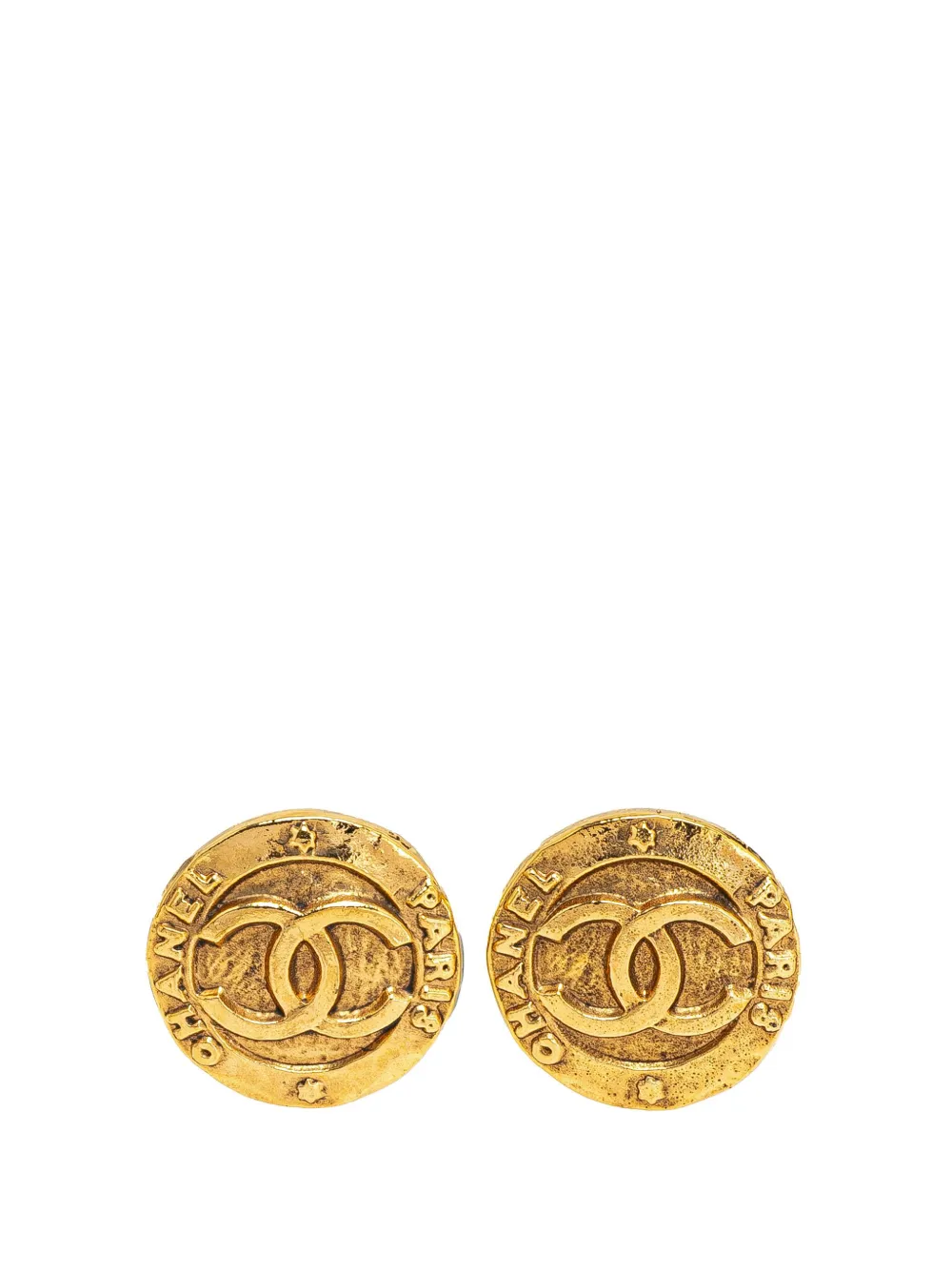 CHANEL Pre-Owned 1980-1990 ゴールドプレーテッド ココマーク ラウンド クリップオン コスチューム イヤリング -