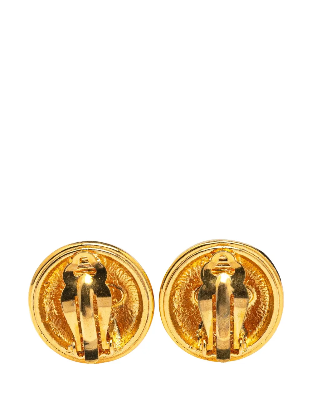 CHANEL Pre-Owned 1970-1980 Gold Plated CC Round Clip on Earrings costume earrings | Image 2
