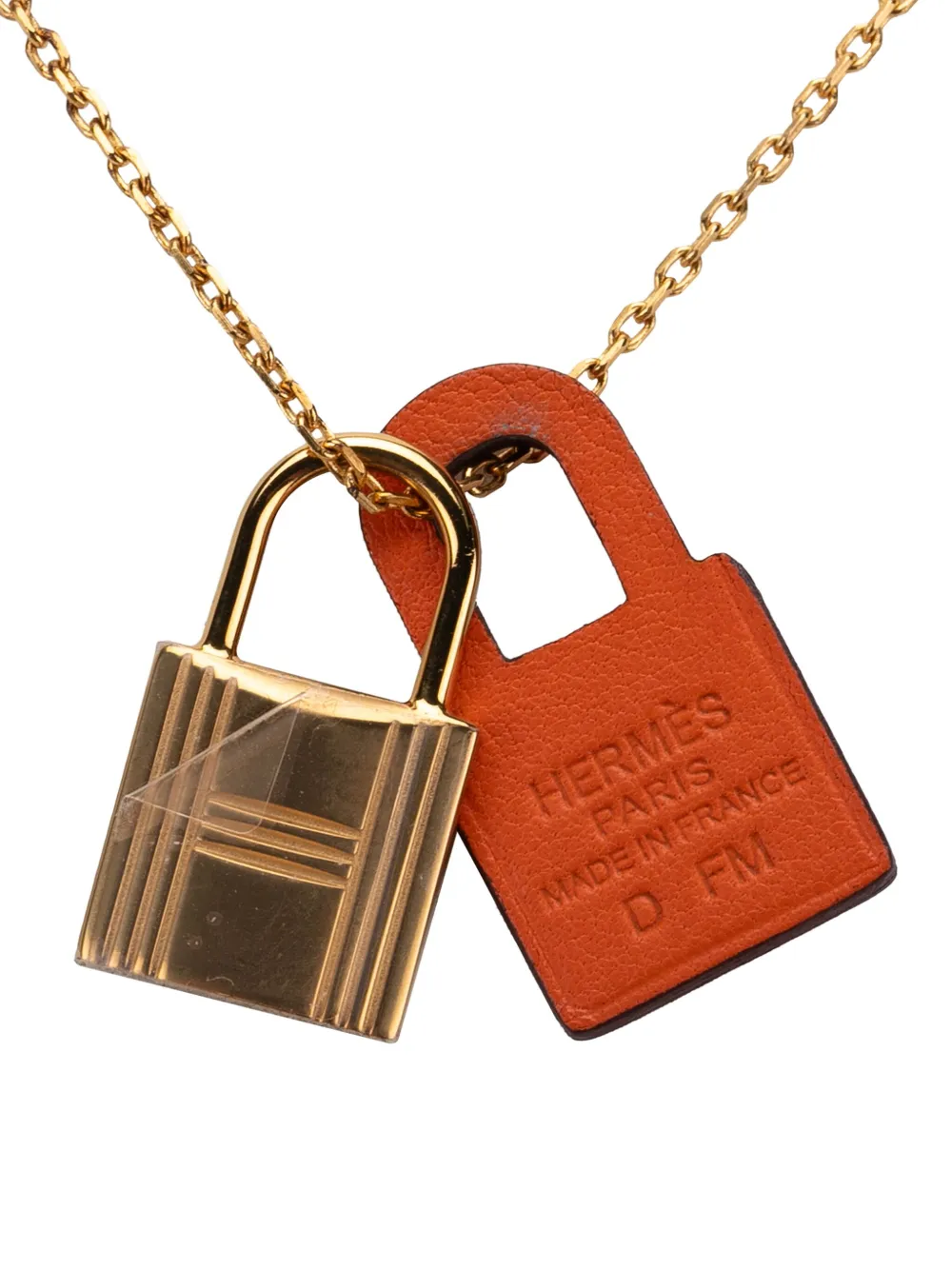 Hermès Pre-Owned 2019 Gold Plated and Swift O Kelly Pendant Necklace costume necklace | Image 2