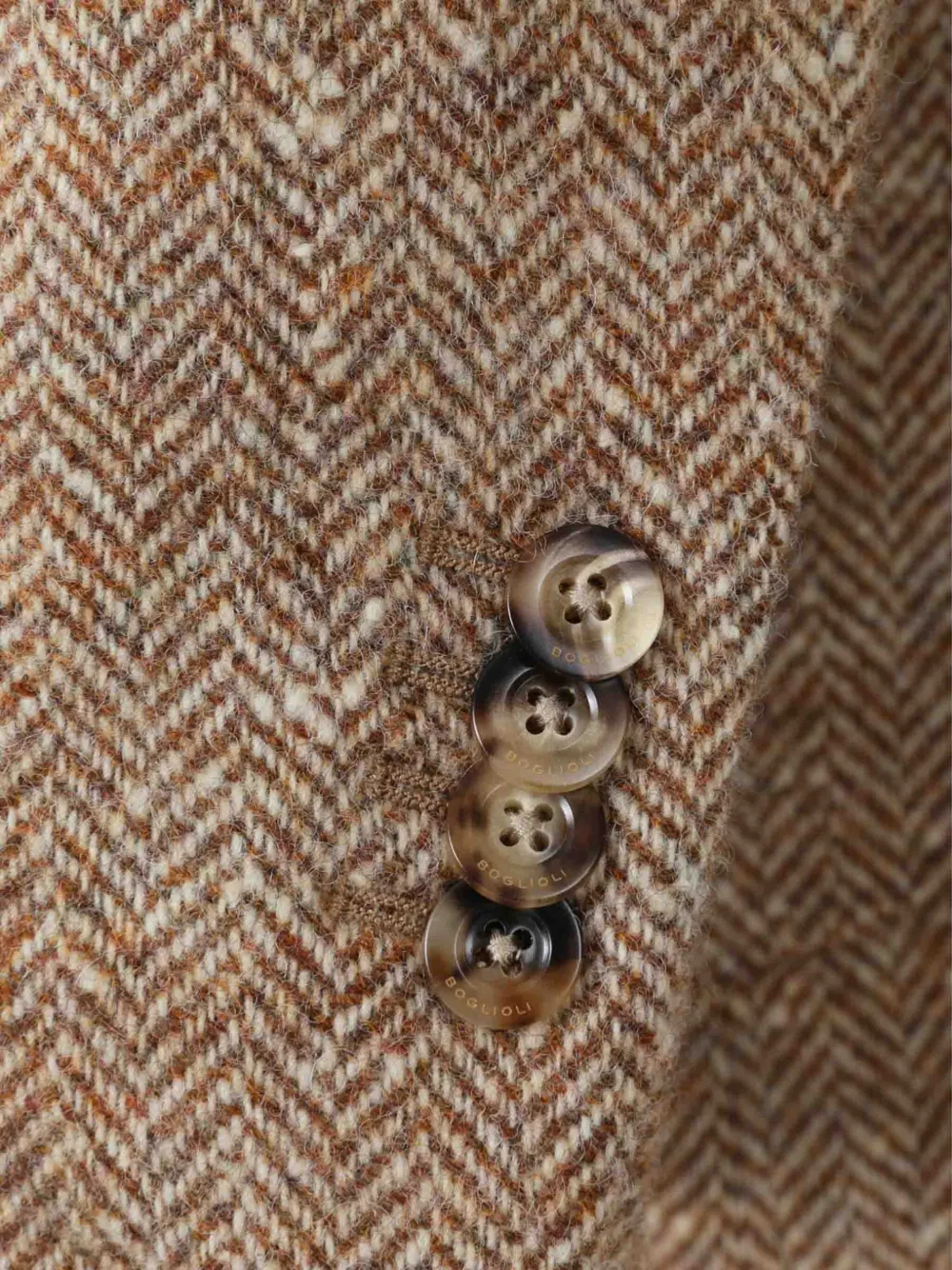 Boglioli Wollen jack met visgraat patroon Beige