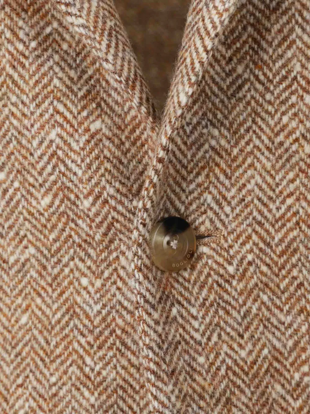 Boglioli Wollen jack met visgraat patroon Beige