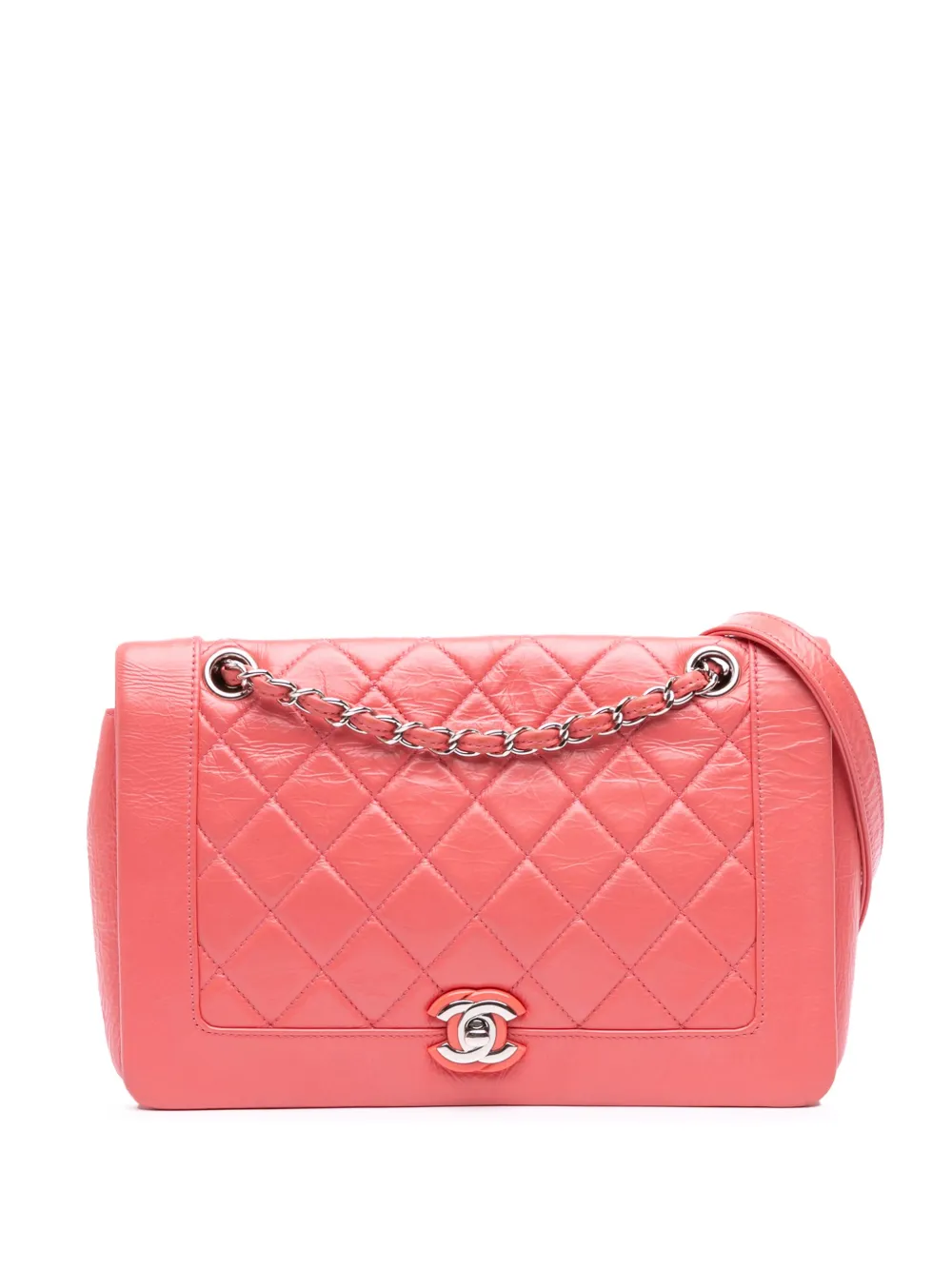 CHANEL Pre-Owned 2018 クランプルカーフ Bi マトラッセ ヴィンテージ フルフラップ ショルダーバッグ - ピンク CHANEL Pre-Owned 2018 クランプルカーフ Bi マトラッセ ヴィンテージ フルフラップ ショルダーバッグ - ピンク