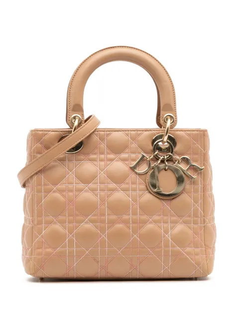 Christian Dior Pre-Owned 2011 Medium Lambskin Cannage Contrast Stitch Lady Dior satchel