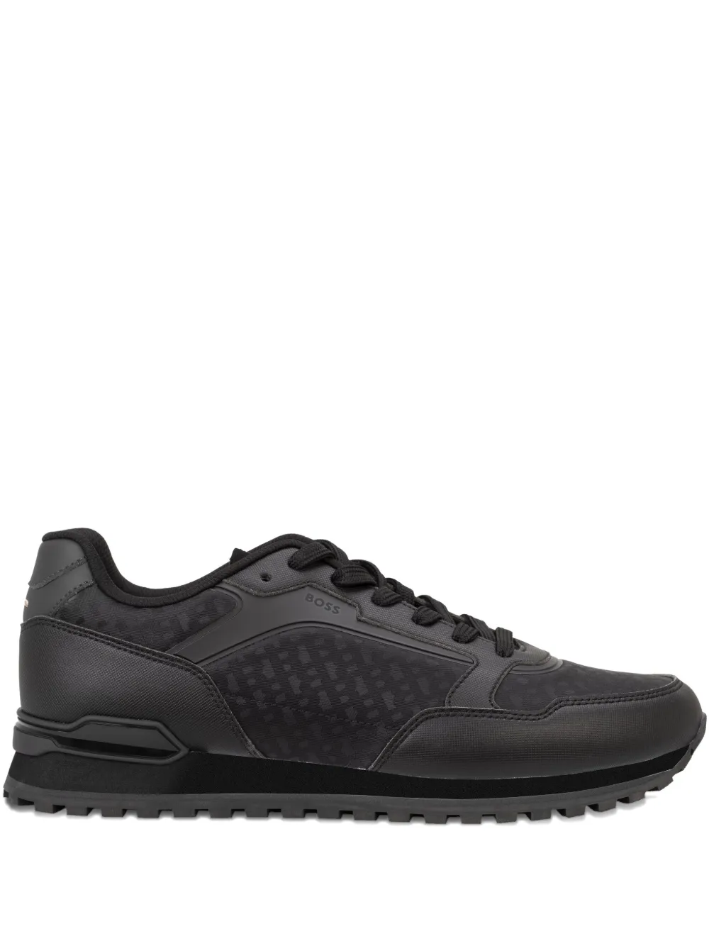 Hugo Boss Patterned Lace-up Sneakers In Black