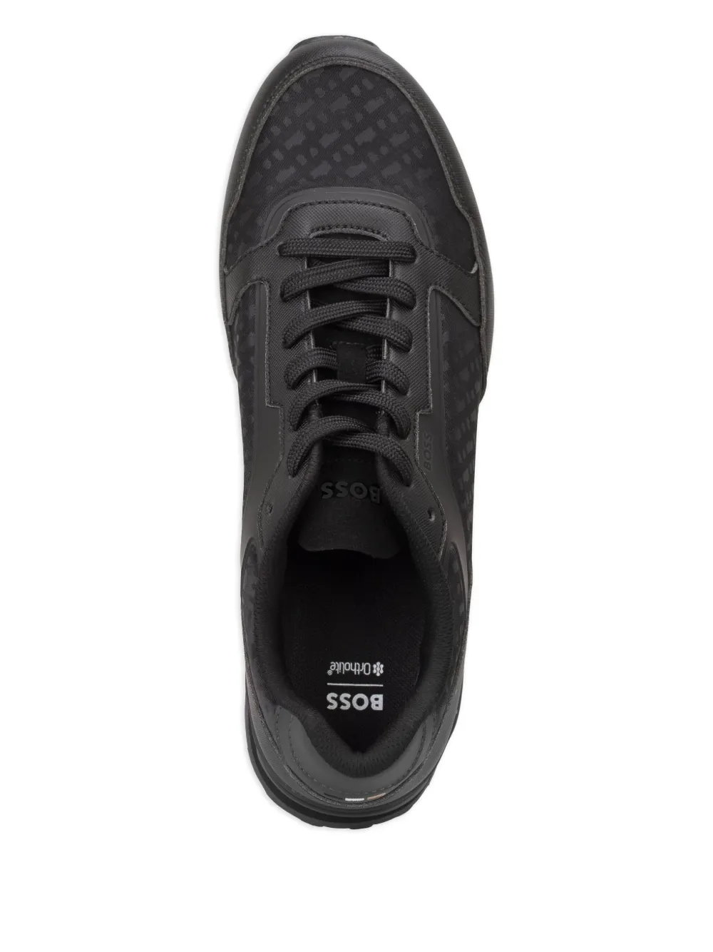 Hugo Boss Patterned Lace-up Sneakers In Black