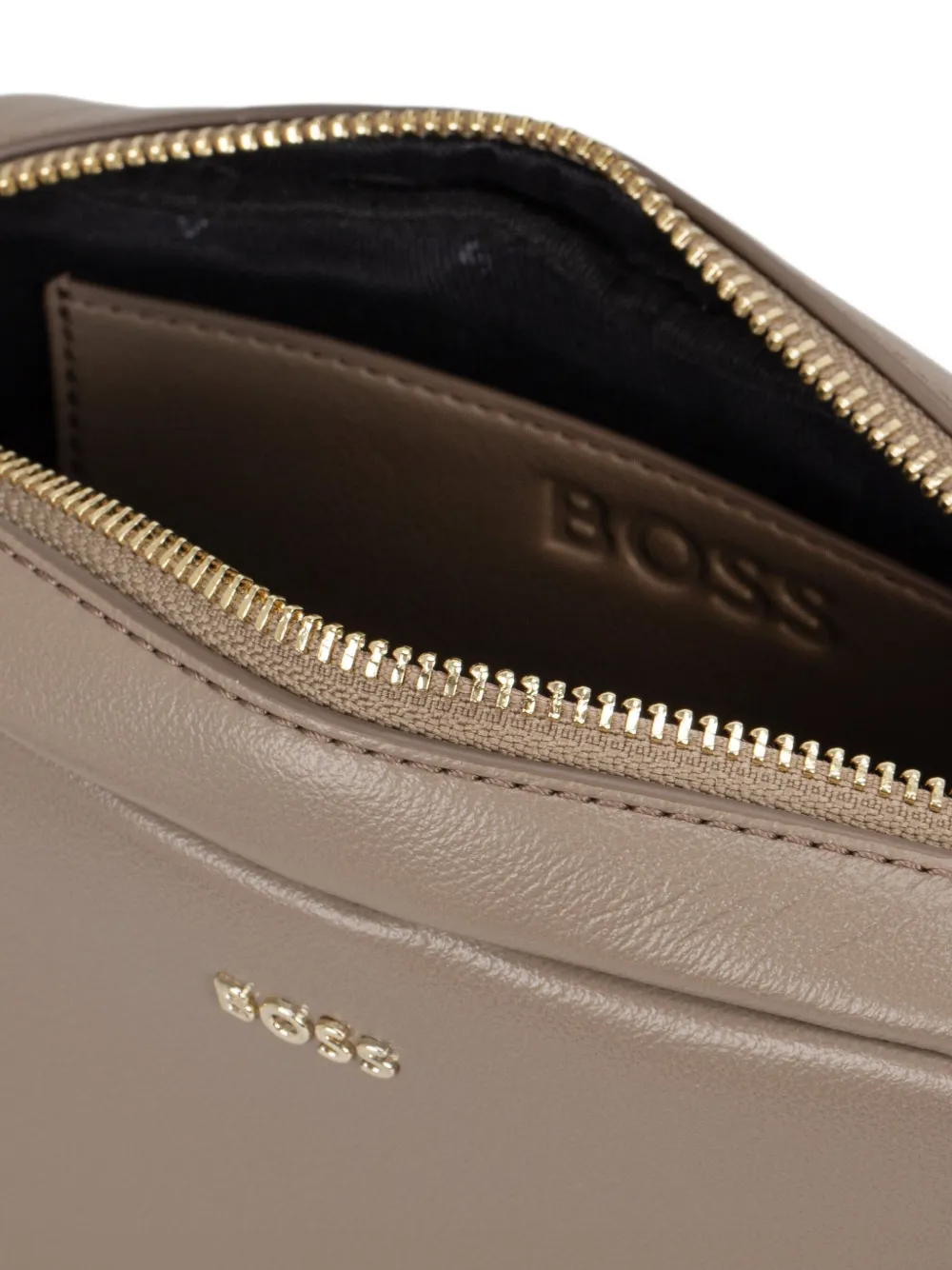 Hugo Boss Crossbody Bag In Grained Leather With Logo Lettering In Brown