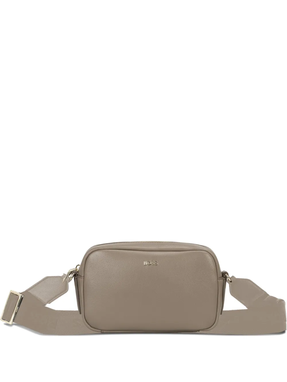 Hugo Boss Crossbody Bag In Grained Leather With Logo Lettering In Brown