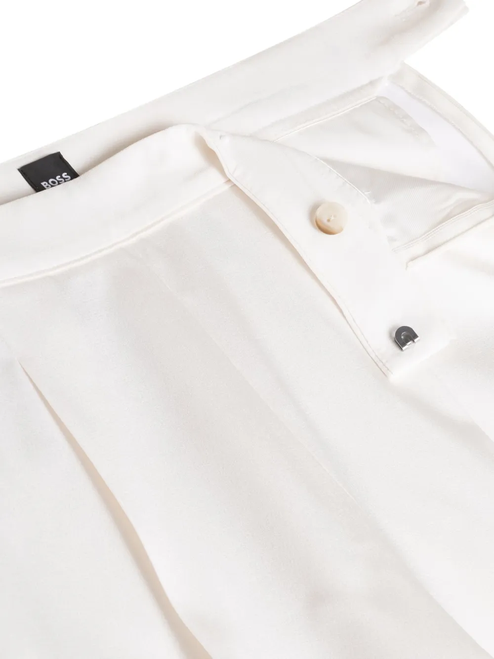 BOSS Pantalon met geplooide voorkant Wit