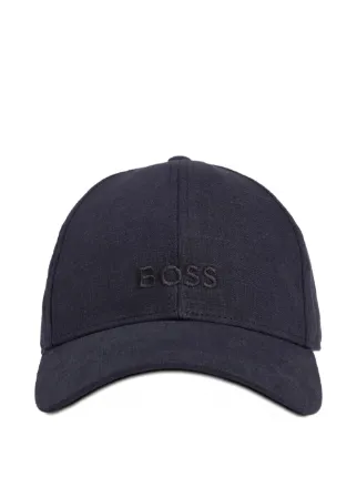 BOSS logo-embroidered Linen Cap | Black | FARFETCH
